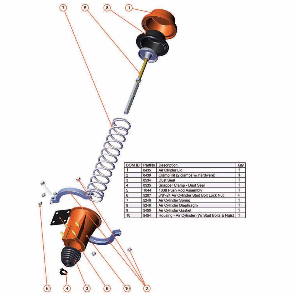 1038 InstaChain Complete Air Cylinder 6.5 Long Extension Rod