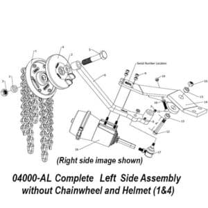 04000-AL Complete Left Side Assembly without Chainwheel and Helmet
