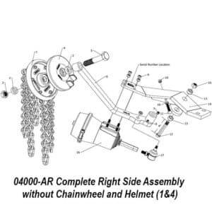 04000-AR Complete Right Side Assembly without Chainwheel and Helmet
