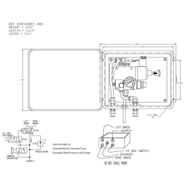 B5000-026-ANUG AIRman Lift Axle Control Valve Regulated Ride 12v